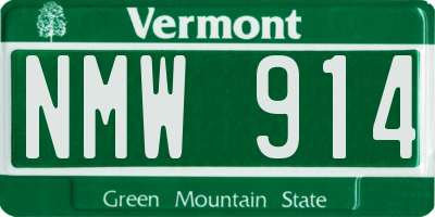 VT license plate NMW914