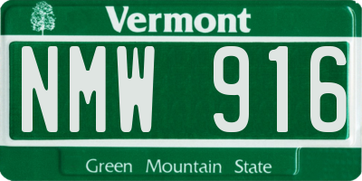 VT license plate NMW916