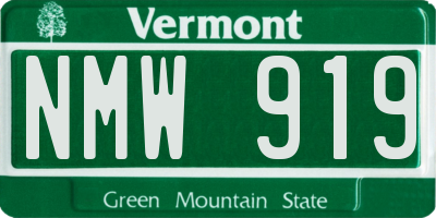 VT license plate NMW919