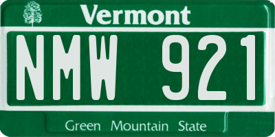 VT license plate NMW921
