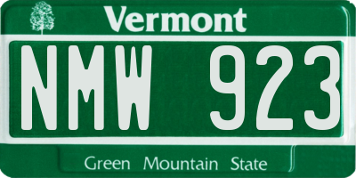 VT license plate NMW923