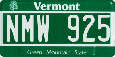 VT license plate NMW925