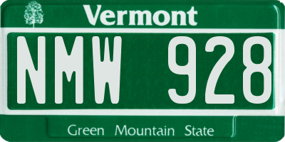 VT license plate NMW928