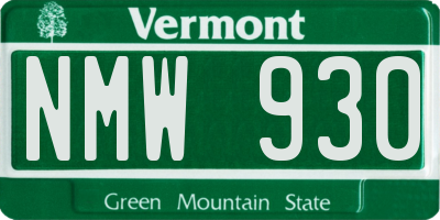 VT license plate NMW930