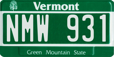 VT license plate NMW931