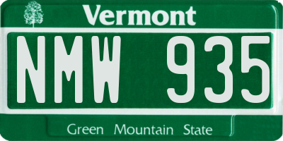 VT license plate NMW935
