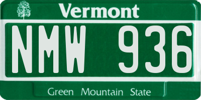 VT license plate NMW936