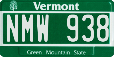 VT license plate NMW938