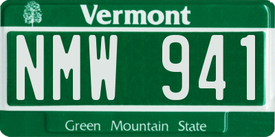 VT license plate NMW941