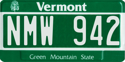 VT license plate NMW942