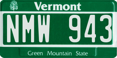 VT license plate NMW943