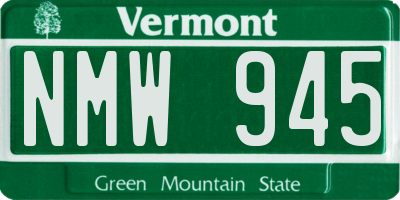 VT license plate NMW945