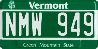 VT license plate NMW949