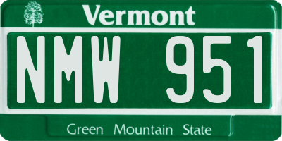 VT license plate NMW951
