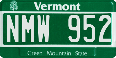VT license plate NMW952