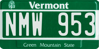 VT license plate NMW953