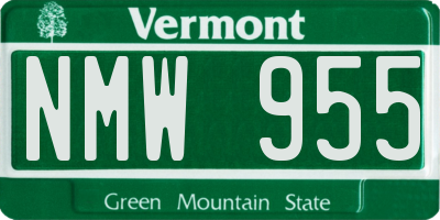 VT license plate NMW955