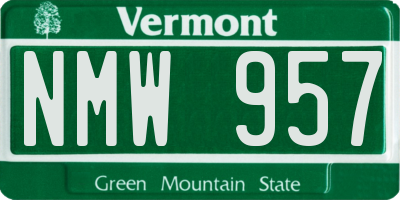 VT license plate NMW957
