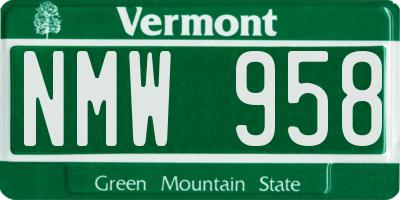 VT license plate NMW958