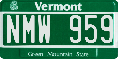 VT license plate NMW959
