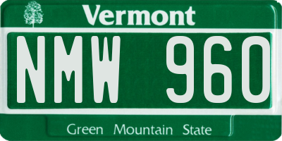 VT license plate NMW960