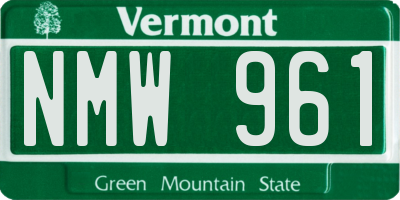 VT license plate NMW961