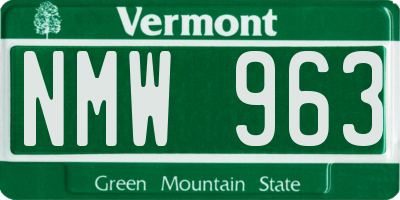 VT license plate NMW963