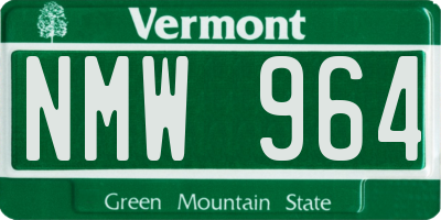 VT license plate NMW964