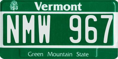 VT license plate NMW967