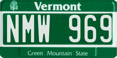 VT license plate NMW969