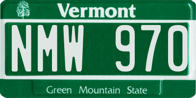 VT license plate NMW970
