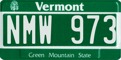 VT license plate NMW973