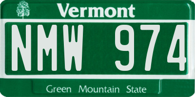 VT license plate NMW974