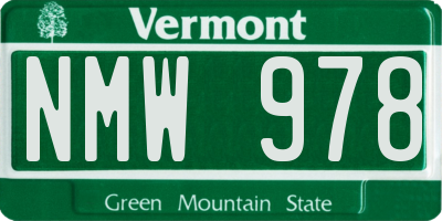 VT license plate NMW978