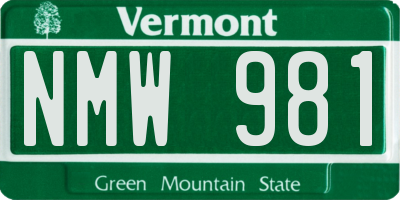 VT license plate NMW981