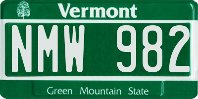 VT license plate NMW982