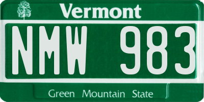 VT license plate NMW983