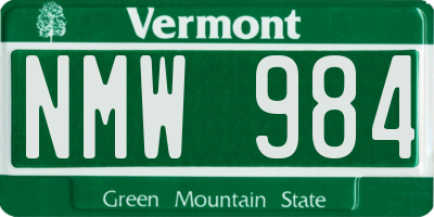 VT license plate NMW984