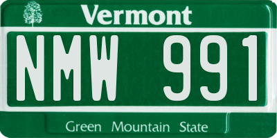 VT license plate NMW991