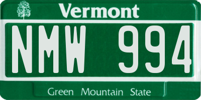 VT license plate NMW994