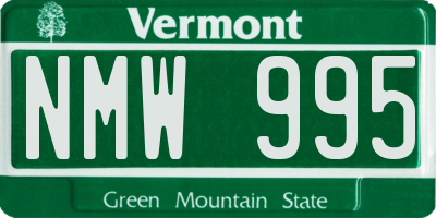 VT license plate NMW995