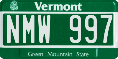 VT license plate NMW997