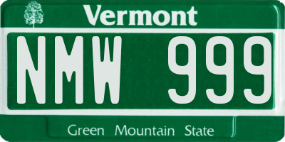 VT license plate NMW999