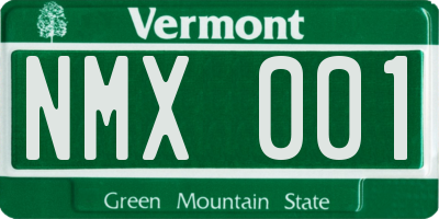 VT license plate NMX001