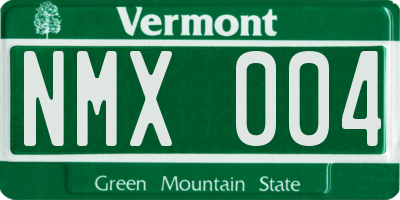 VT license plate NMX004