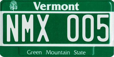 VT license plate NMX005