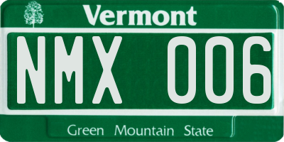 VT license plate NMX006