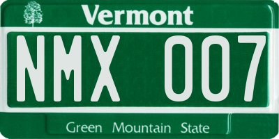 VT license plate NMX007
