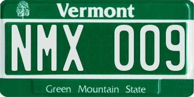 VT license plate NMX009