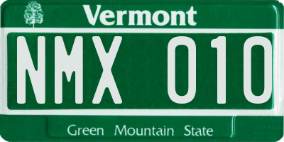 VT license plate NMX010